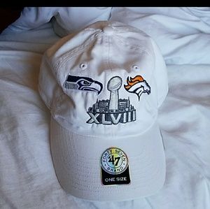 Superbowl Seahawks vs Broncos white hat XLV111